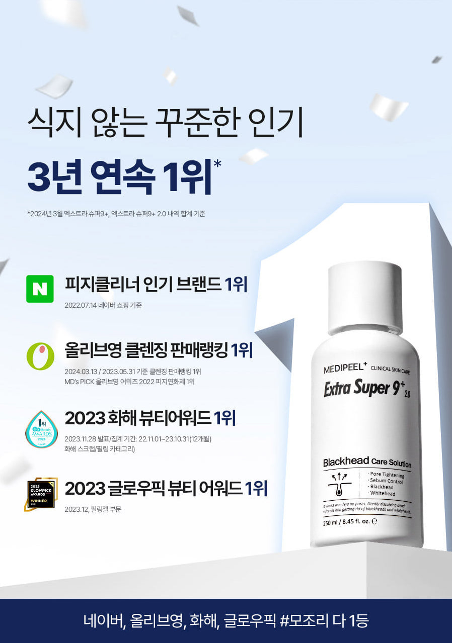 MEDIPEEL+ — Extra Super 9 Plus 2.0 Blackhead Care Solution (250ml)