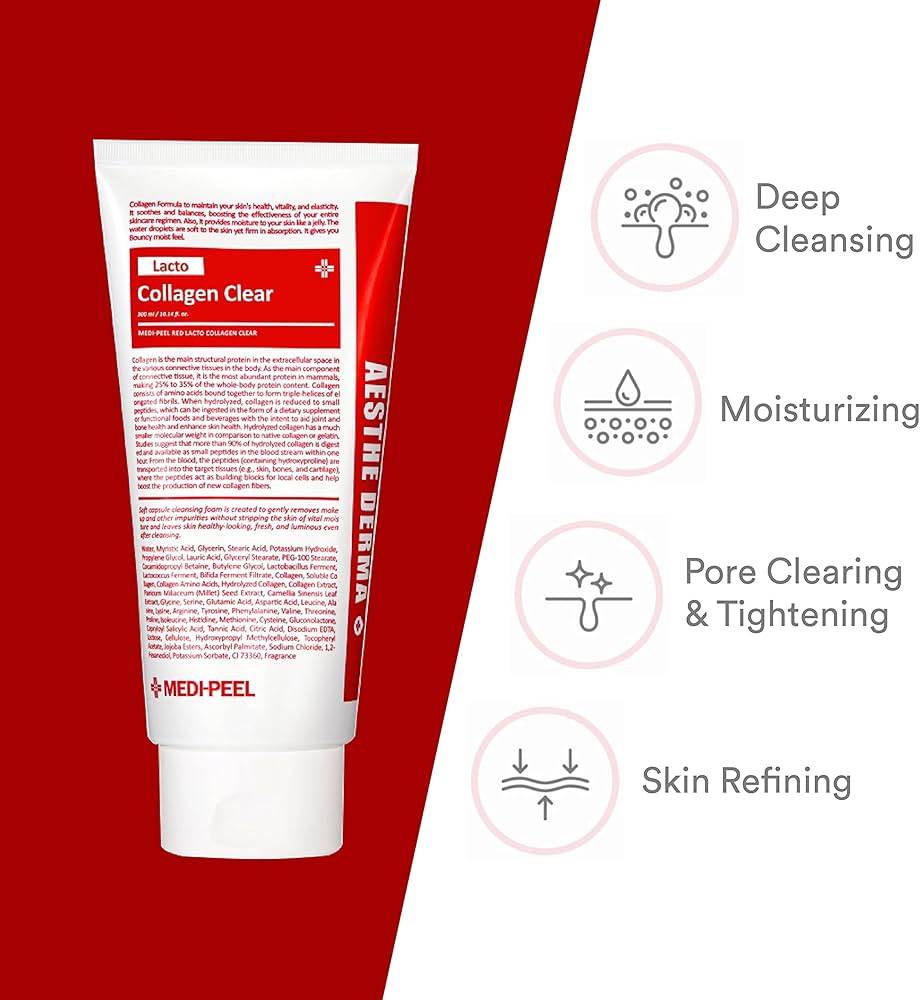 MEDIPEEL+ —  Red Lacto Collagen Clear Foam Cleanser 2.0 (300ml)